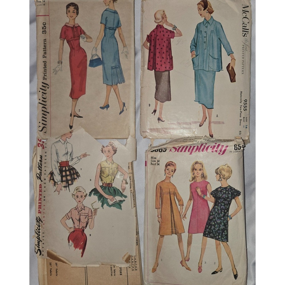 Vintage Women's Patterns Size 14 1960s 70s Skirt Blouse Dress Cardigan Nightgown - Picture 6 of 12